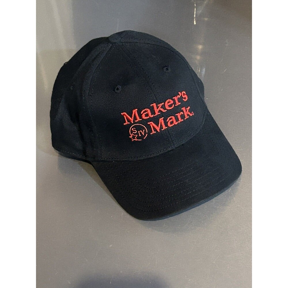 Makers Mark Whiskey Hat/Cap Black Embroidered Strap Back Adjustable Baseball